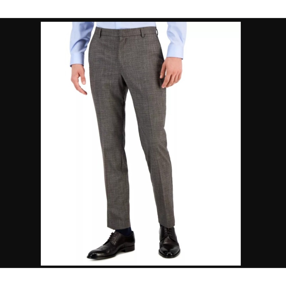 Tommy Hilfiger Men’s Gray Glen Plaid Dress Pants
